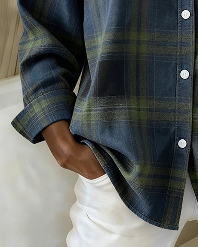 Women's Checked Shirt | Notched Collar Design