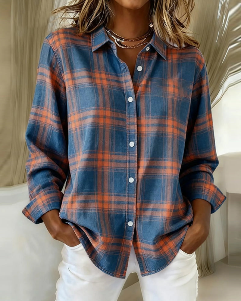 Women's Checked Shirt | Notched Collar Design