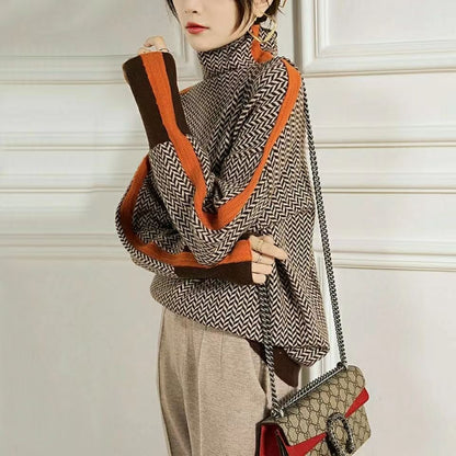Women's Chevron Turtleneck Sweater | Cosy & Stylish