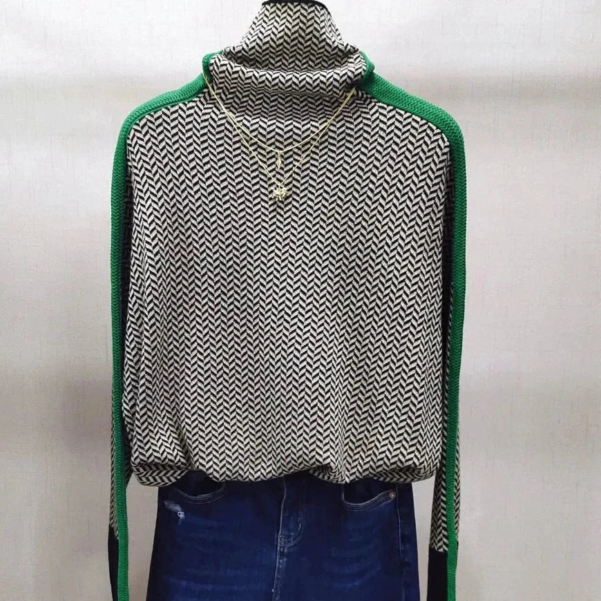 Women's Chevron Turtleneck Sweater | Cosy & Stylish
