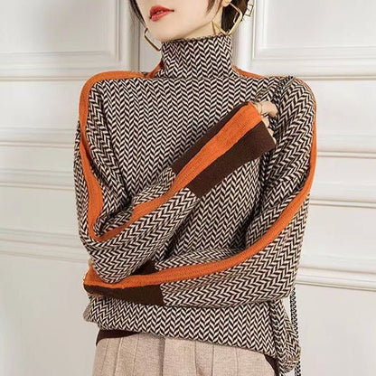 Women's Chevron Turtleneck Sweater | Cosy & Stylish