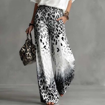 Women's Co-Ord Set | Batwing Blouse & Leopard Print Trousers