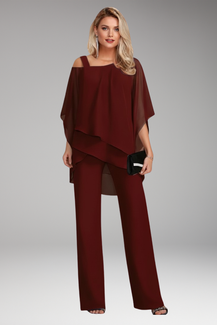 Women's Co Ord Set | Elegant Cold Shoulder & Layered
