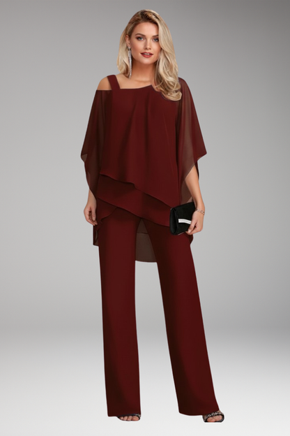 Women's Co Ord Set | Elegant Cold Shoulder & Layered