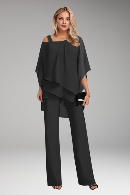 Women's Co Ord Set | Elegant Cold Shoulder & Layered