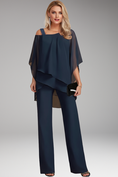 Women's Co Ord Set | Elegant Cold Shoulder & Layered