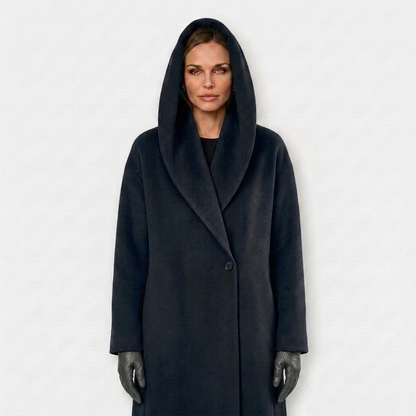 Women's Coat | Wide Standing Collar, One-Button Front