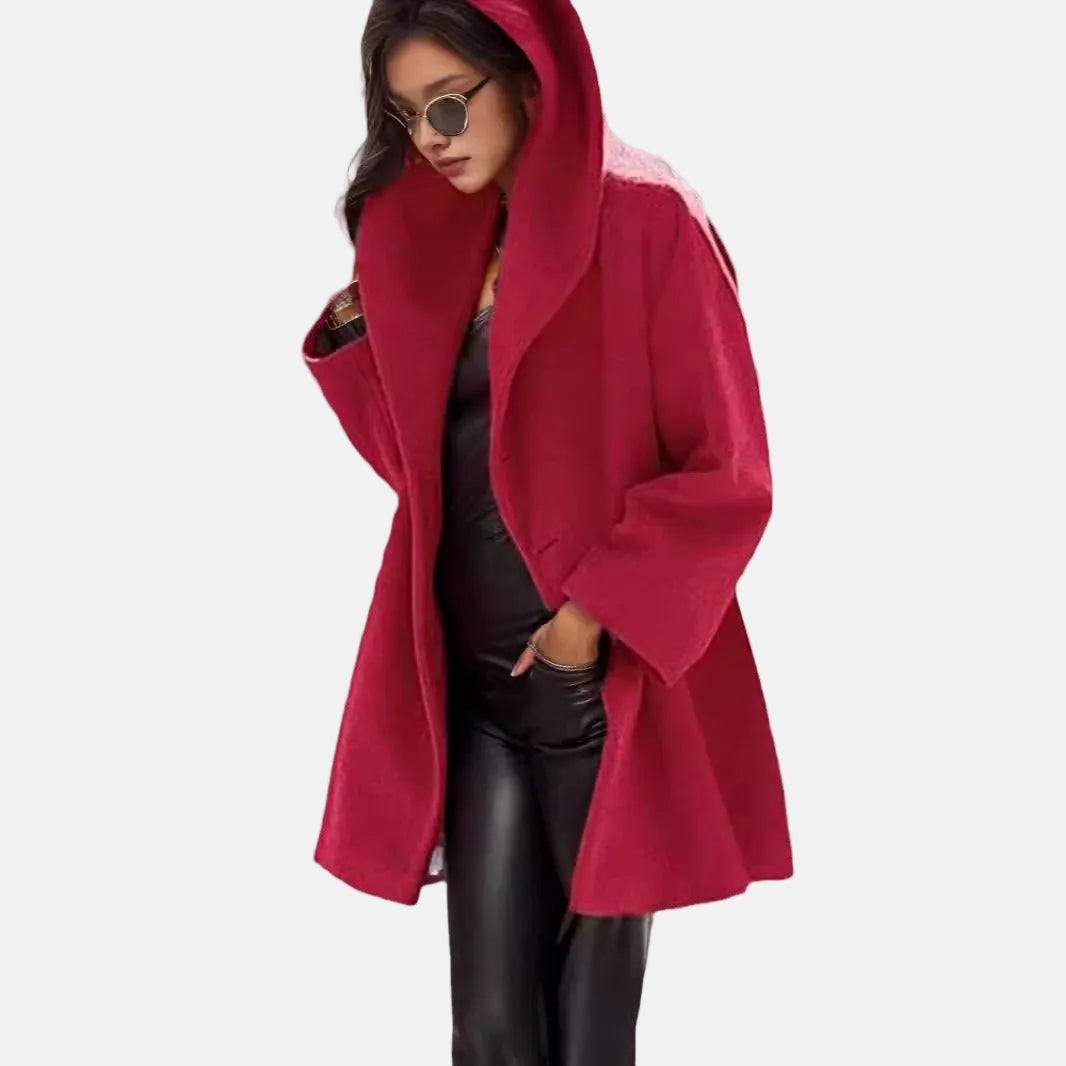 Women's Coat | Wide Standing Collar, One-Button Front