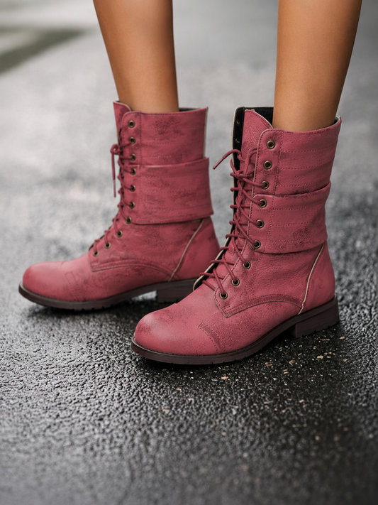 Women's Combat Boots | Fold-Over Cuff & Block Heel