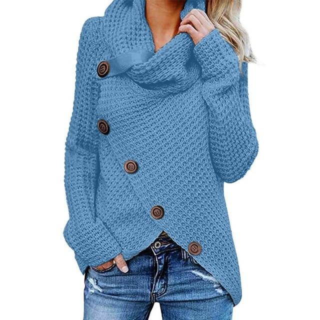 Women's Cowl Neck Knit Jumper | Soft Drape & Asymmetric Hem