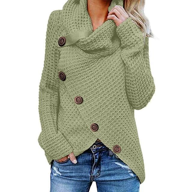 Women's Cowl Neck Knit Jumper | Soft Drape & Asymmetric Hem