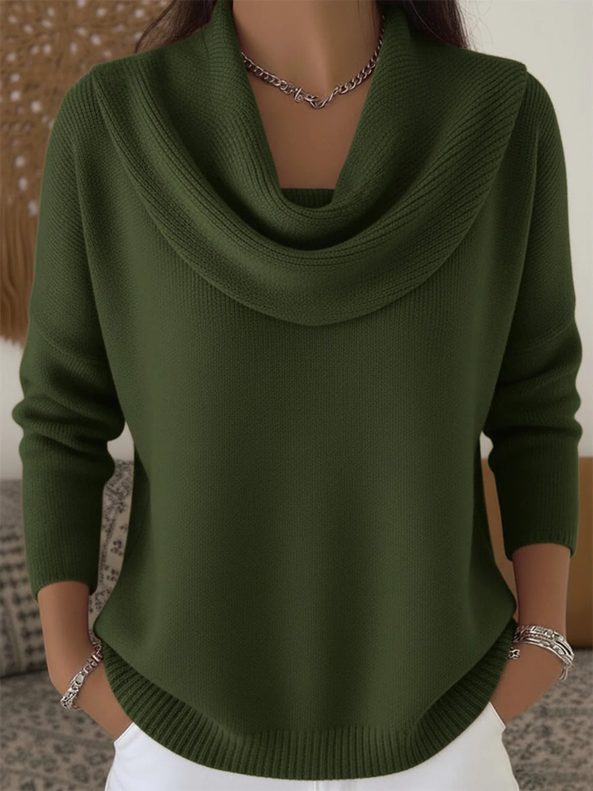 Women's Cowl Neck Knit Jumper | Soft & Warm for Winter