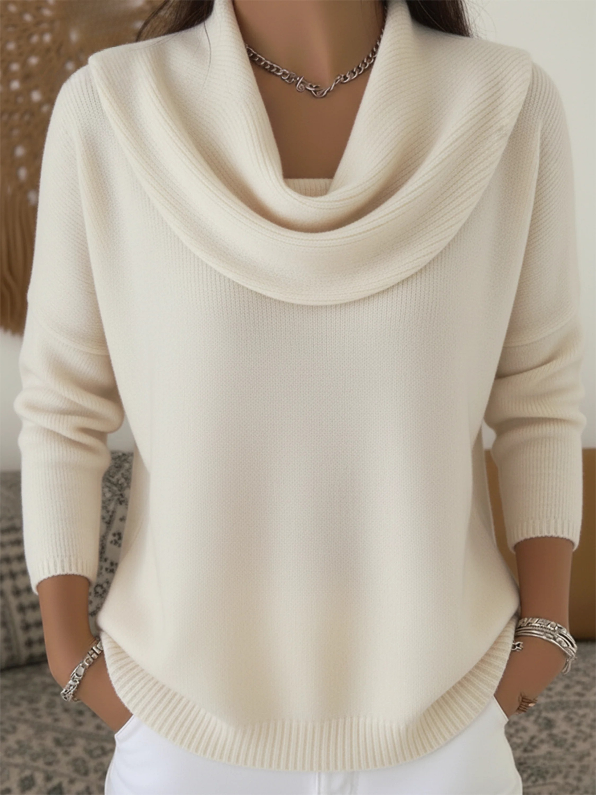 Women's Cowl Neck Knit Jumper | Soft & Warm for Winter