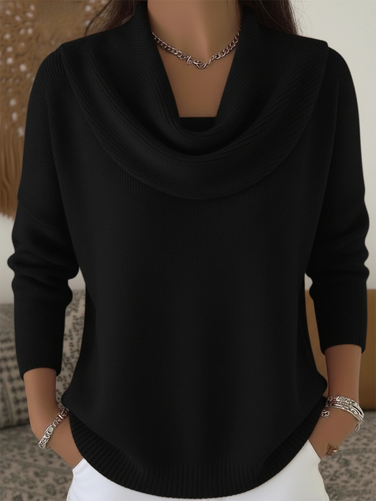 Women's Cowl Neck Knit Jumper | Soft & Warm for Winter