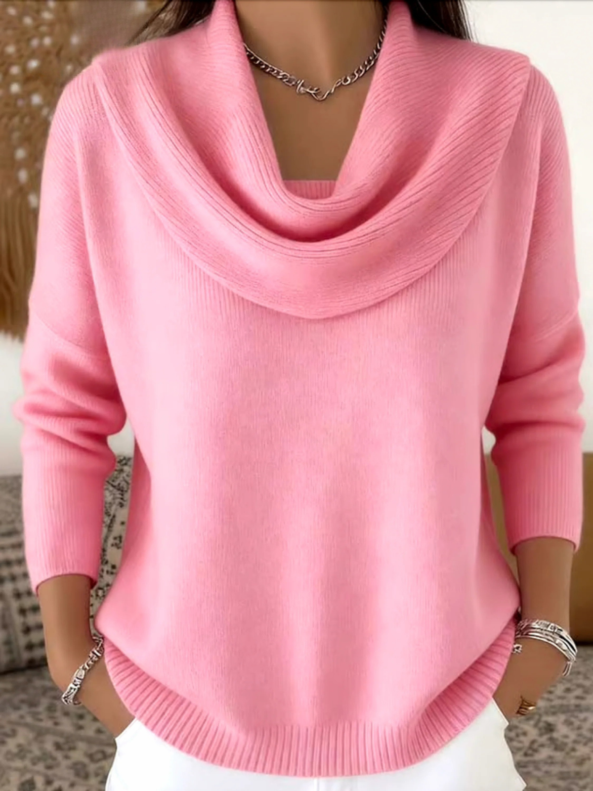 Women's Cowl Neck Knit Jumper | Soft & Warm for Winter
