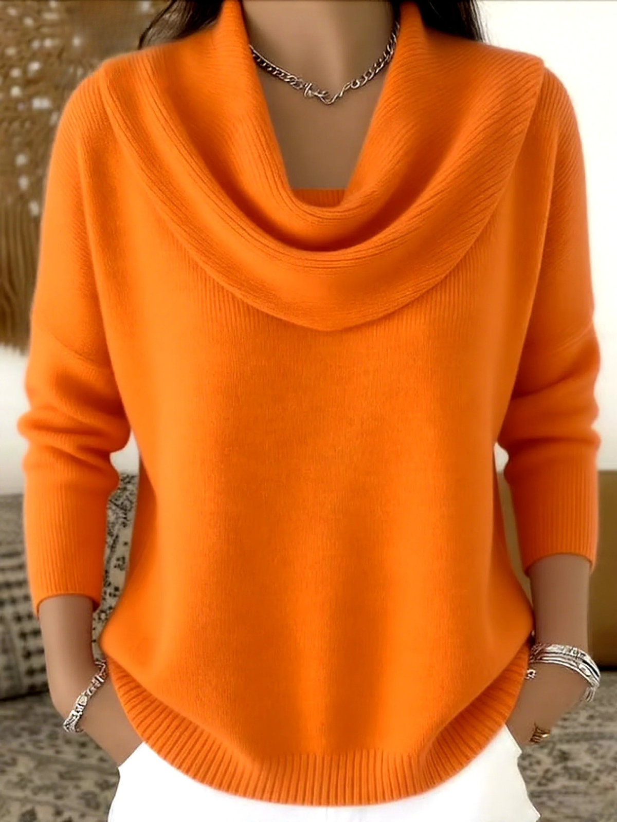 Women's Cowl Neck Knit Jumper | Soft & Warm for Winter