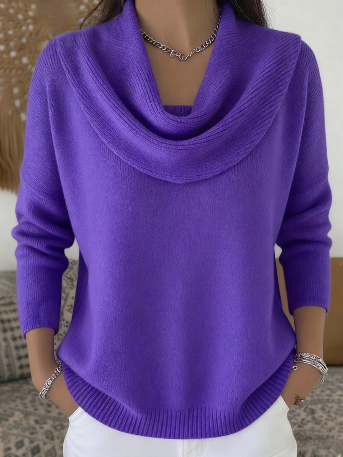 Women's Cowl Neck Knit Jumper | Soft & Warm for Winter