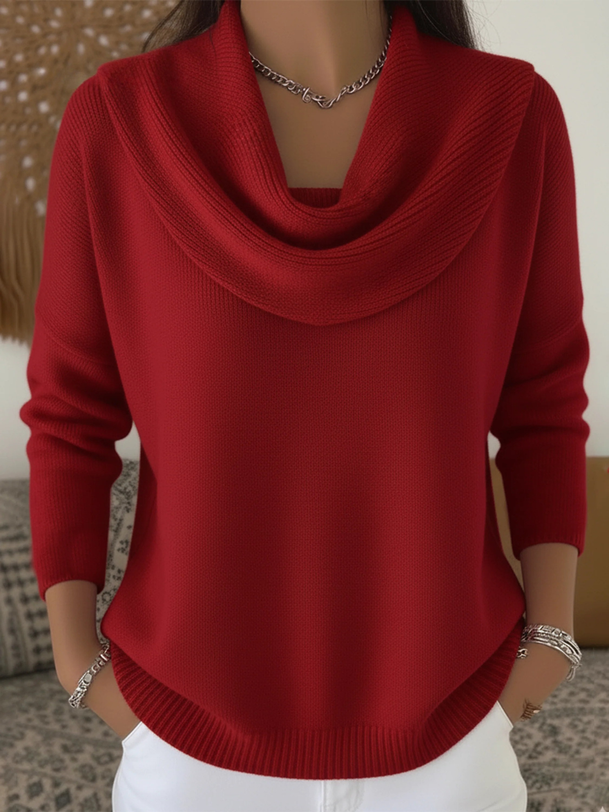 Women's Cowl Neck Knit Jumper | Soft & Warm for Winter