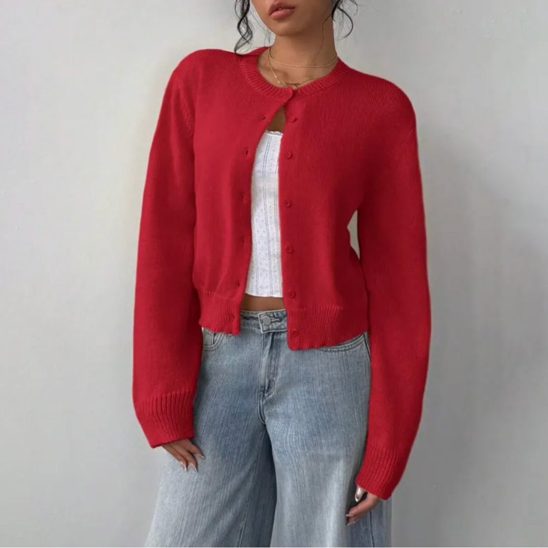 Chic Cropped Button Cardigan – Cozy Knit for Everyday Style