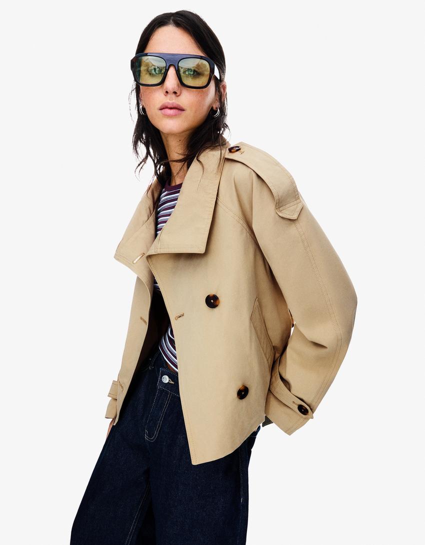 Women's Cropped Trench Coat | Tailored Fit for Autumn