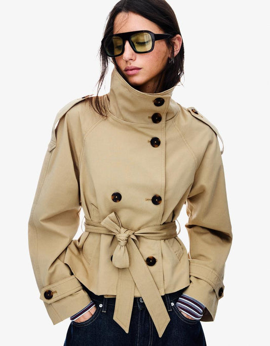 Women's Cropped Trench Coat | Tailored Fit for Autumn