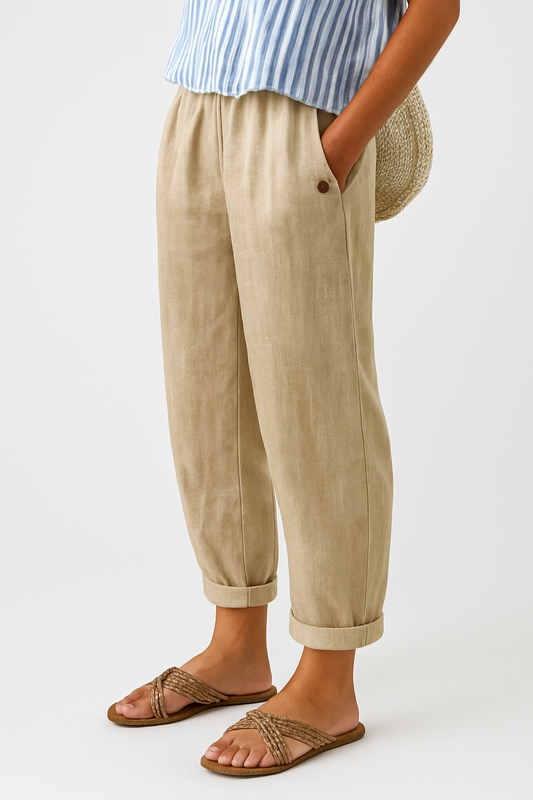 Women's Cropped Trousers | Straight Leg & Side Pockets