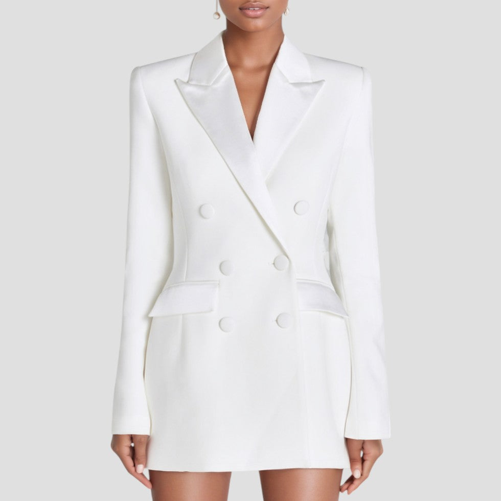 Chic Lapel Blazer Dress for Work & Evening Wear
