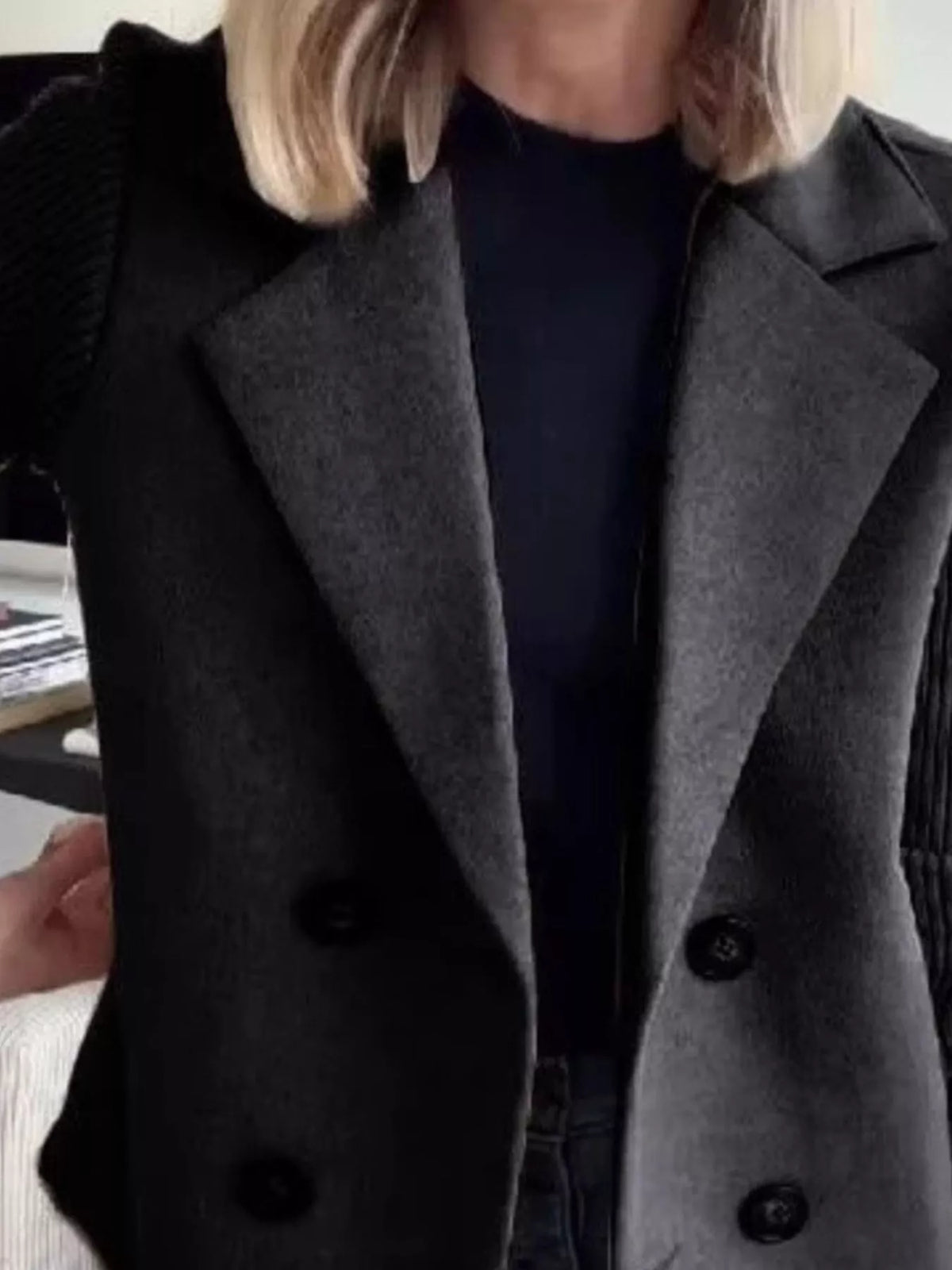 Women's Double Breasted Coat | Shawl Collar & Warm Lining