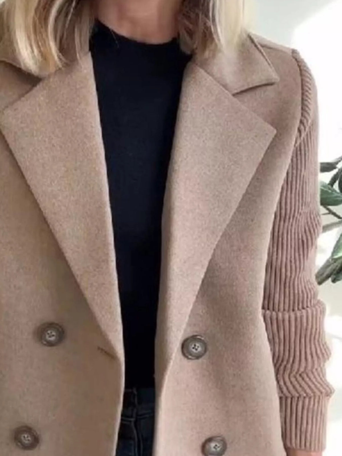 Women's Double Breasted Coat | Shawl Collar & Warm Lining