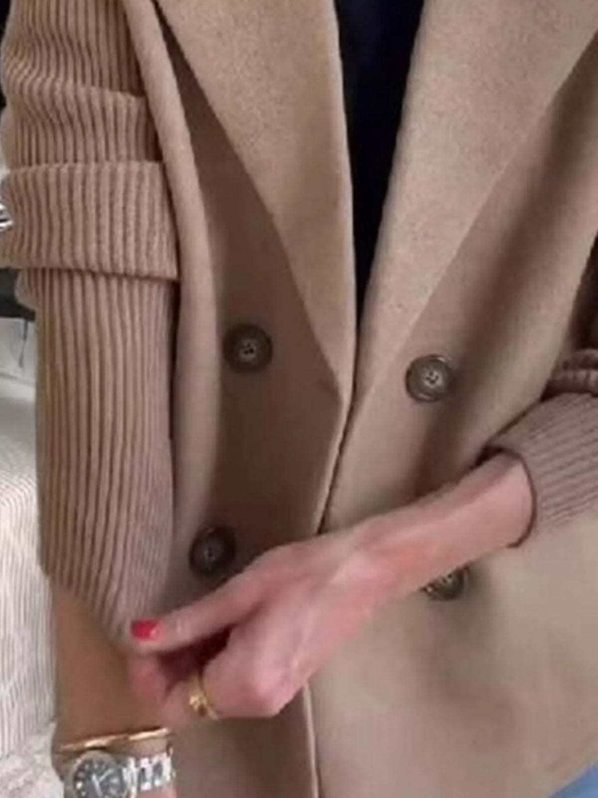 Women's Double Breasted Coat | Shawl Collar & Warm Lining