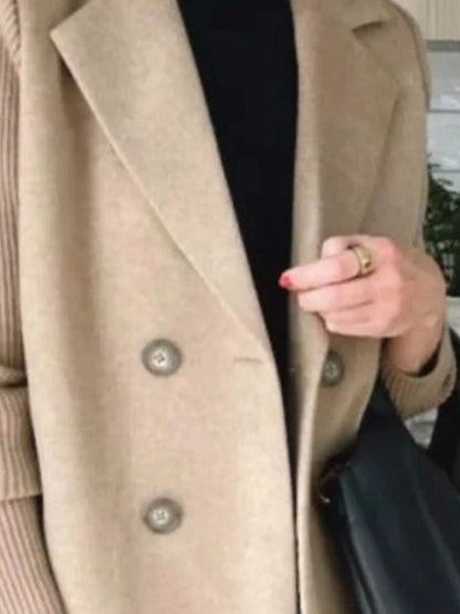 Women's Double Breasted Coat | Shawl Collar & Warm Lining