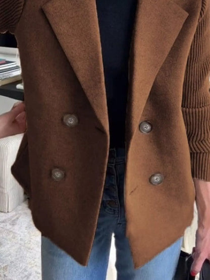 Women's Double Breasted Coat | Shawl Collar & Warm Lining