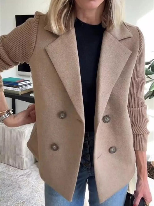 Women's Double Breasted Coat | Shawl Collar & Warm Lining