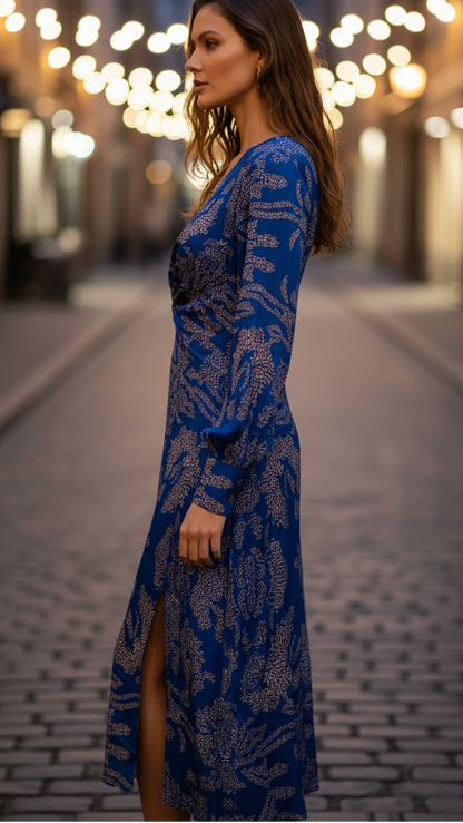 Women's Elegant Maxi Dress | Twist-Front & Bold Print
