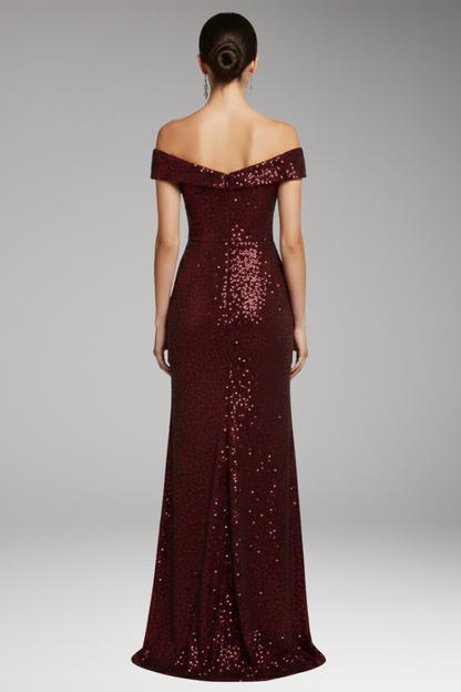 Women's Evening Maxi Dress | Sequin Off Shoulder & Slit