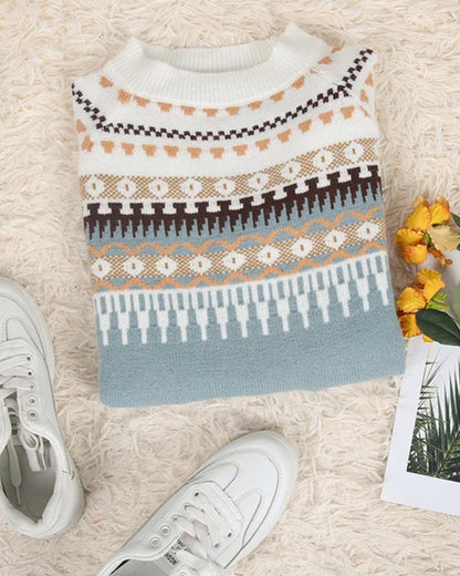 Women's Fair Isle Yoke Sweater | Crew Neck Knit