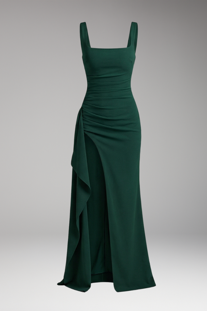 Women's Formal Maxi Dress | Ruched Waist & High Slit