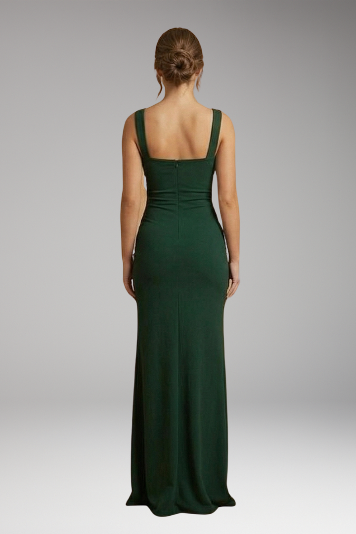 Women's Formal Maxi Dress | Ruched Waist & High Slit
