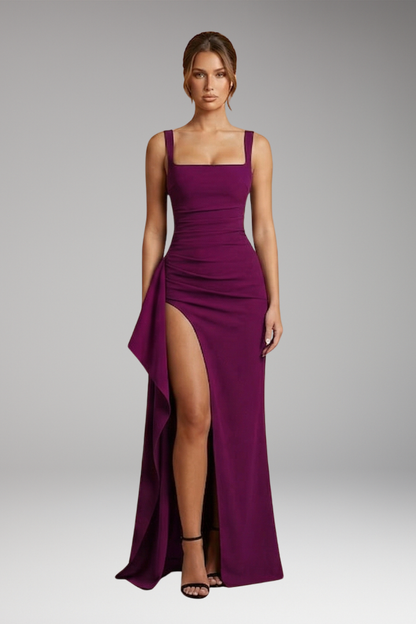 Women's Formal Maxi Dress | Ruched Waist & High Slit