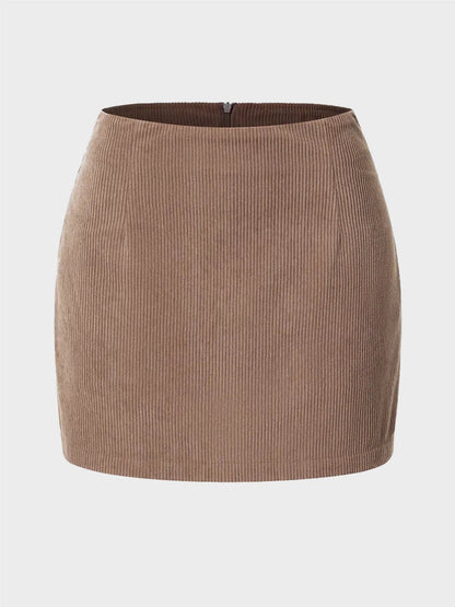 Women's High Waisted Skirt | Corduroy Mini & Invisible Zip