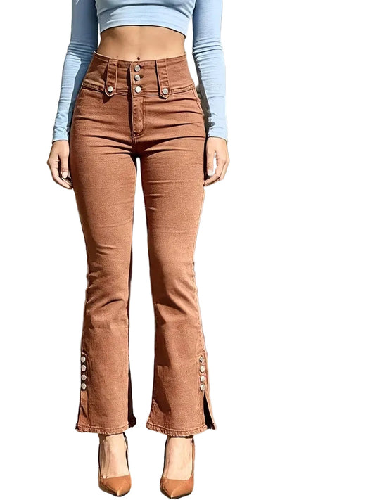 Women's High-Waisted Trousers | Slim Fit & Flared Hem