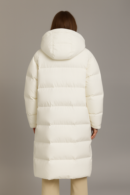 Women’s Hooded Longline Puffer Coat for Winter Adventures