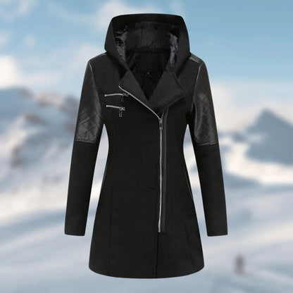 Women's Hooded Winter Coat | Belted Waist & Asymmetric Hem