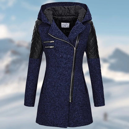 Women's Hooded Winter Coat | Belted Waist & Asymmetric Hem