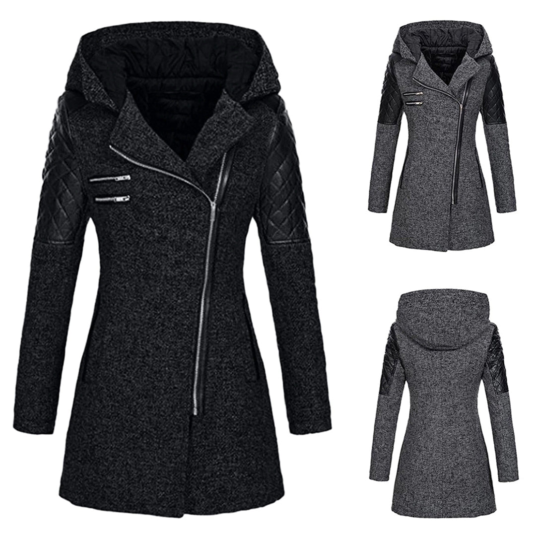 Women's Hooded Winter Coat | Belted Waist & Asymmetric Hem