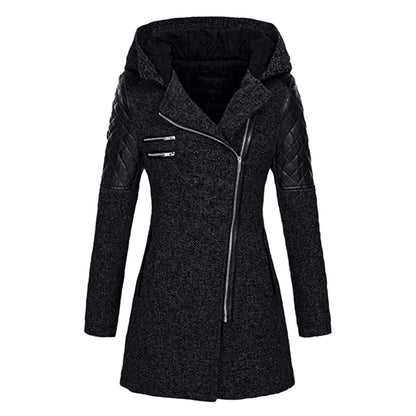 Women's Hooded Winter Coat | Belted Waist & Asymmetric Hem