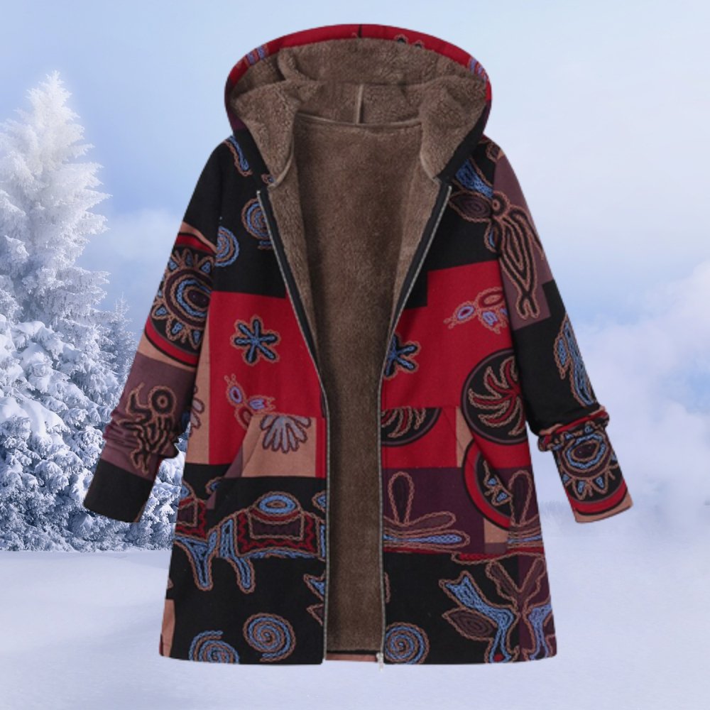 Women's Hooded Winter Coat | Floral & Warm