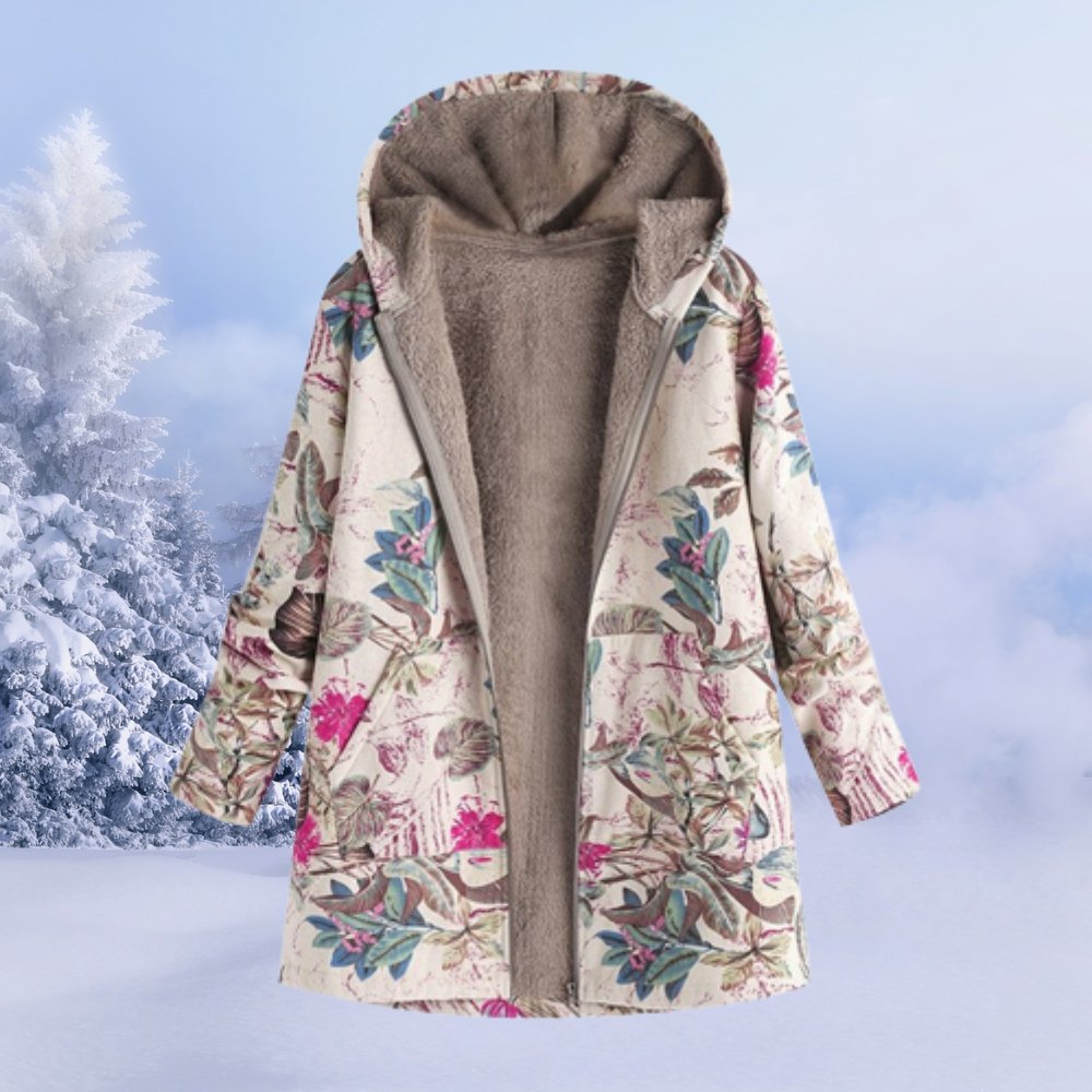 Women's Hooded Winter Coat | Floral & Warm
