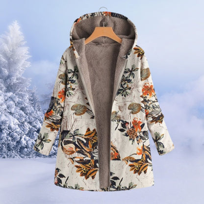 Women's Hooded Winter Coat | Floral & Warm