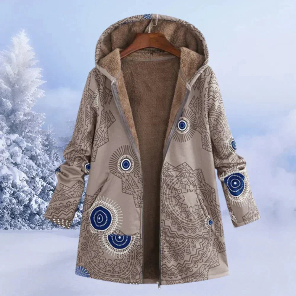 Women's Hooded Winter Coat | Floral & Warm